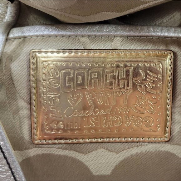 Coach Poppy Gold & Metallic Silver Shoulder Hand Bag - Picture 5 of 12